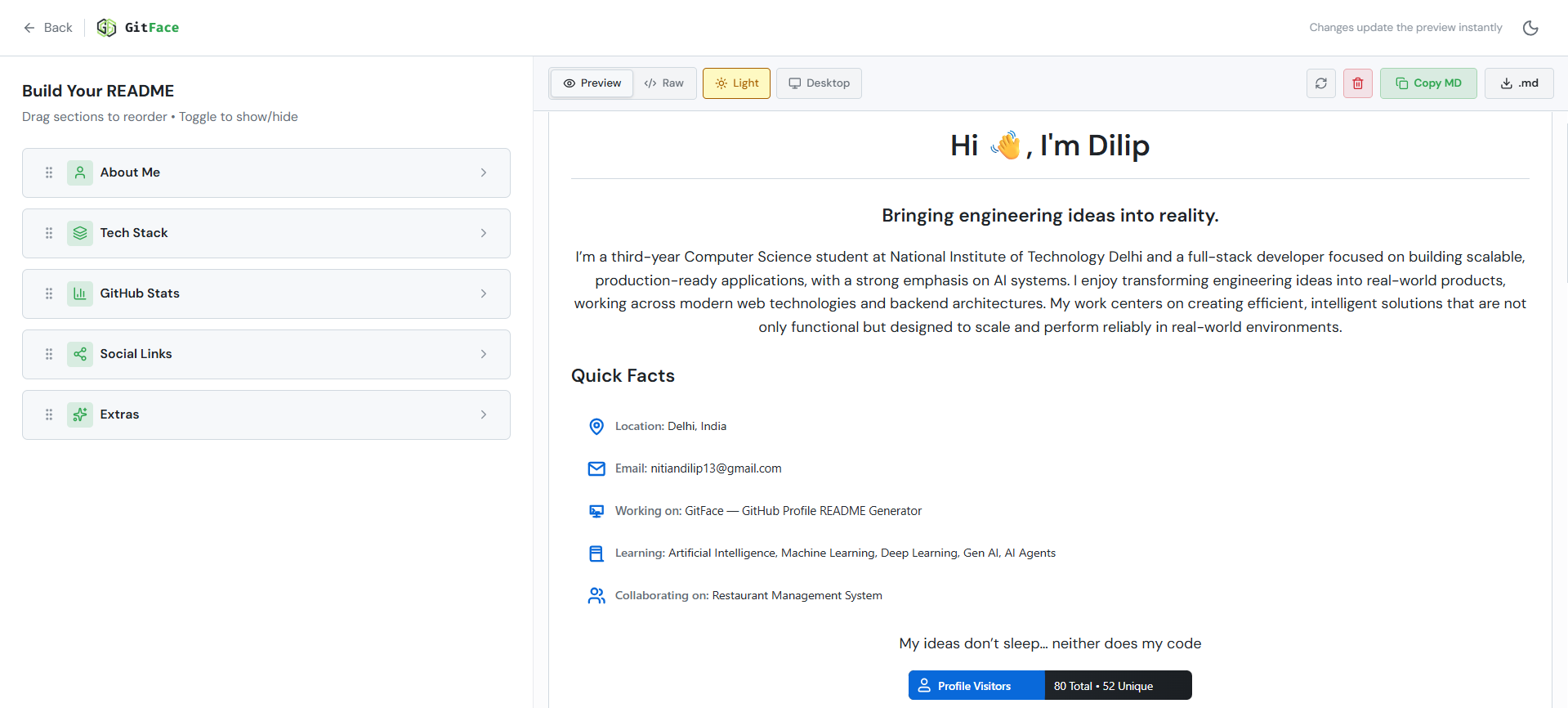 GitFace screenshot 2