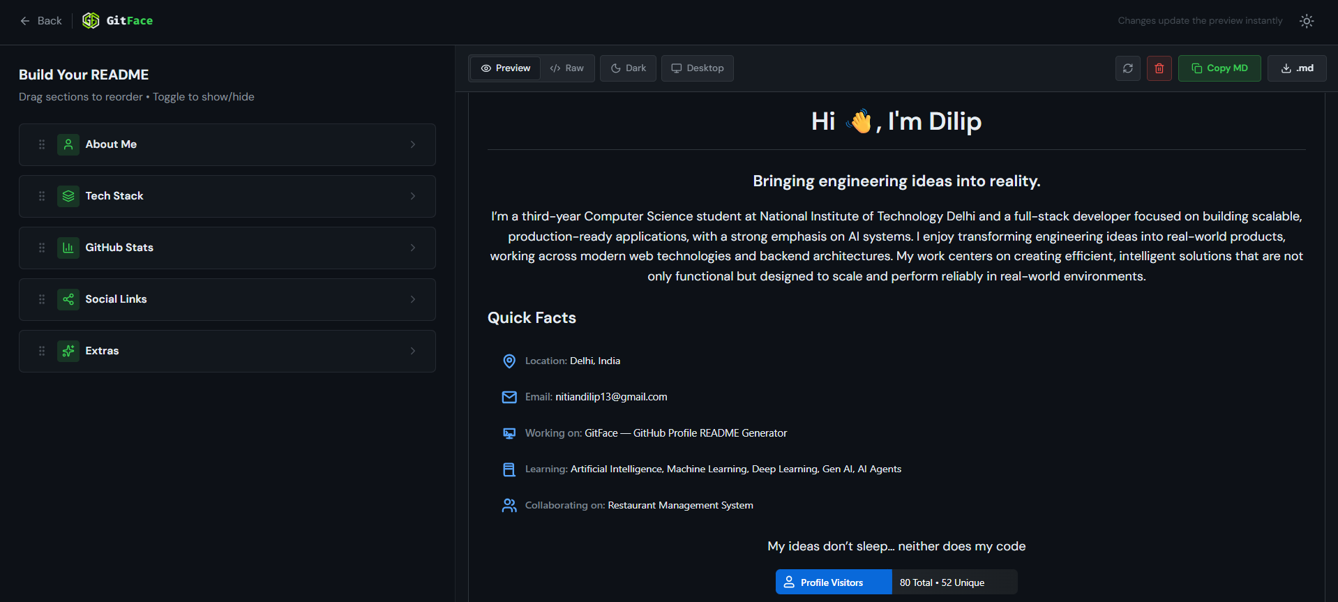 GitFace screenshot 2